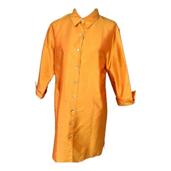 Vintage Silk Orange Womens Long Evening Jacket Large Dressy Lightweight Taffeta - Picture 1 of 15